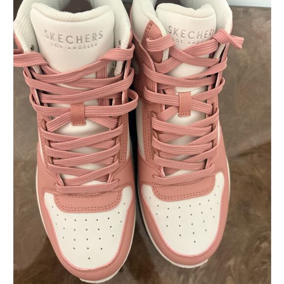 Sketchers Street Uno High Regards Pink White Womens Sneakers - Picture 5 of 10
